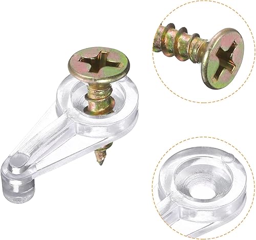 Miniatura 4 de uxcell Juego de 25 clips de retención de vidrio, clips de vidrio de plástico de 0.984 in con tornillos para fijar puertas de gabinete de vidrio de