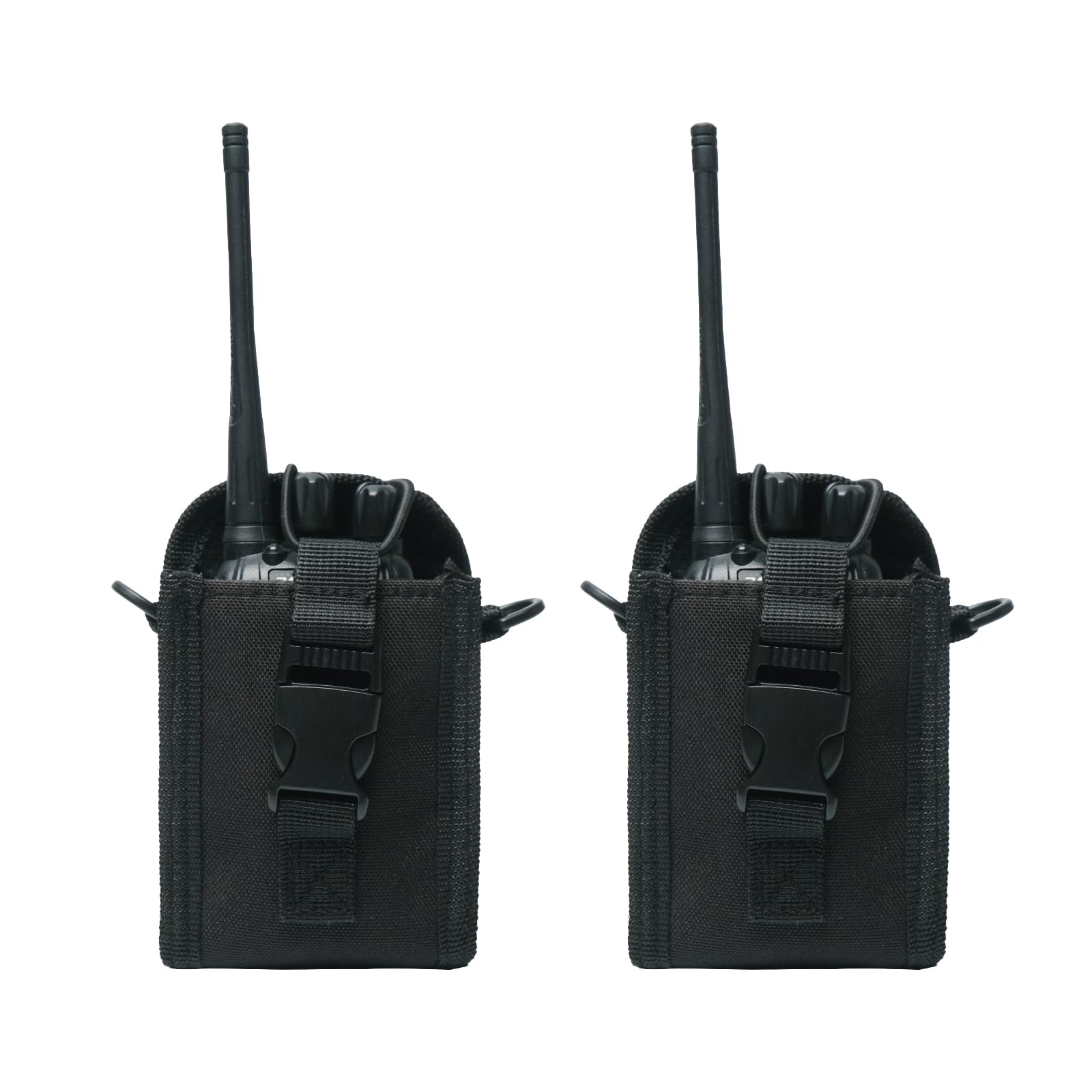 Tactical MOLLE Radio Pouch with Shoulder Strap, Heavy Duty Nylon Walkie Talkie Holste (Black, S)