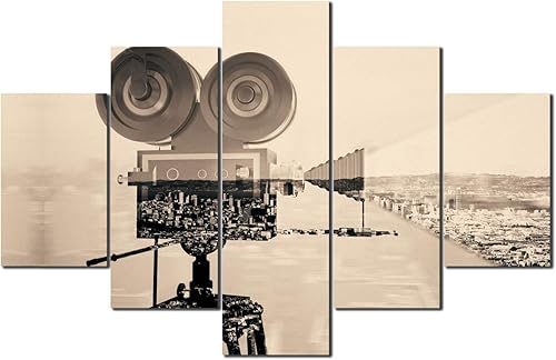 Arte de pared con varios paneles, imágenes de equipo de películas vintage, impresas en lienzo, pinturas conceptuales de cine, obras de arte modernas