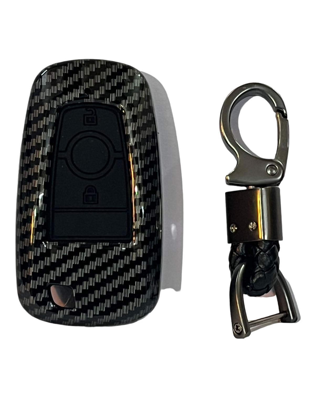 CLOUDSALE Carbon Fiber ABS Key Cover Compatible with New Ford Ecosport Titanium (Key Chain Included).