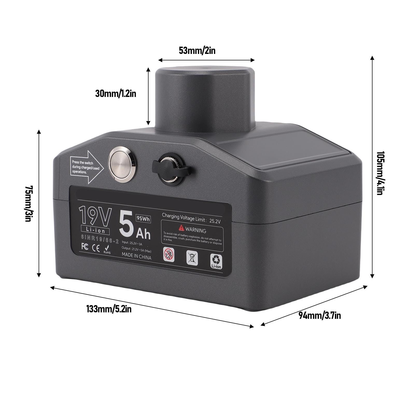 Fafeicy Alimentazione Satellitare Ricaricabile Adatto per Mini Batteria di Alimentazione Portatile 5 Ah con Kit di Montaggio e Adattatore per la Rete Campeggio All'aperto (Plug dell'UE 100-240 V.)