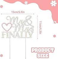 Vista 3 de Finally Mr & Mrs - Decoración de pastel de diamantes de imitación de boda plateada y rosa, perfecta para despedidas de soltera, compromiso, bodas