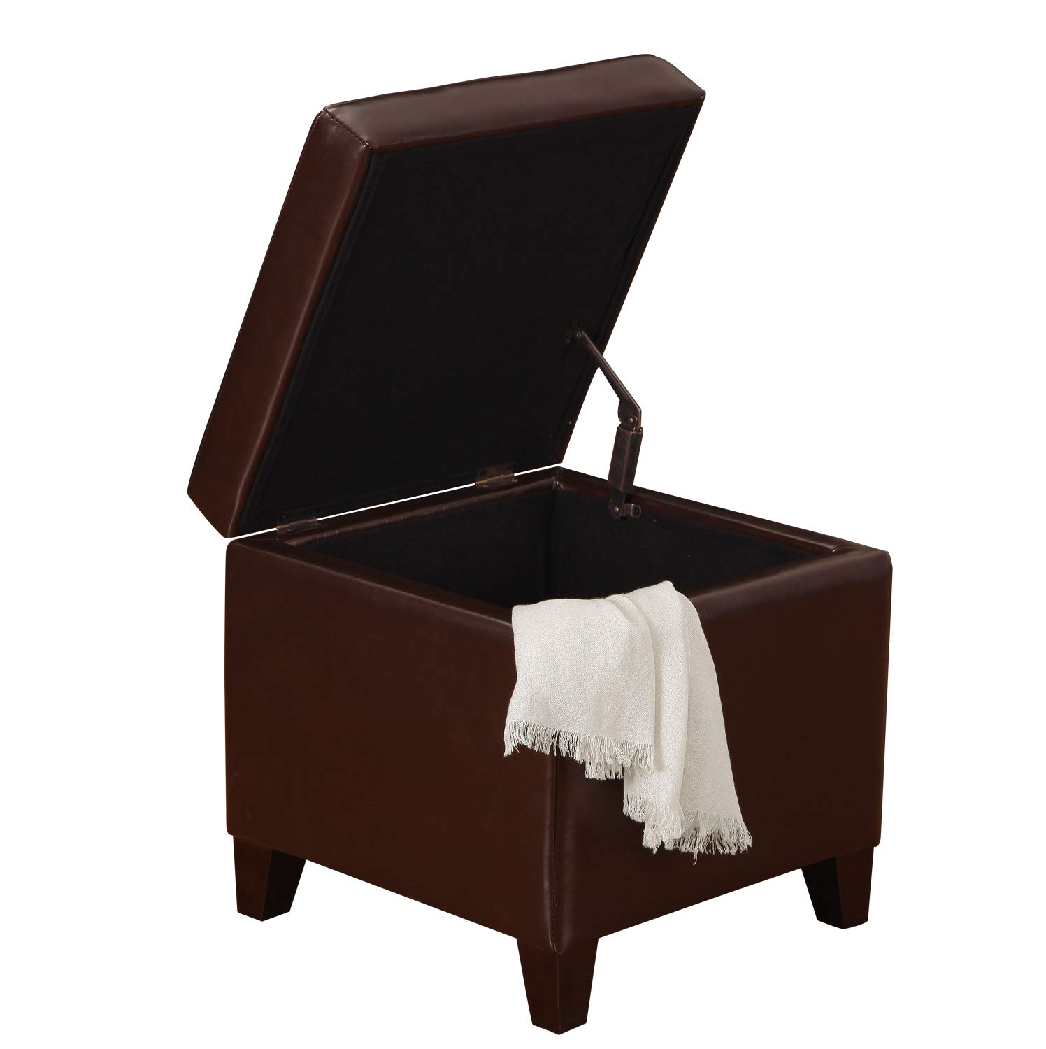 Edeco Ottoman with Storage, 18Inch High Faux Leather Foot Stools Ottoman for Living Room, Upholstered Square Storage Ottomans Foot Rest, Bedroom