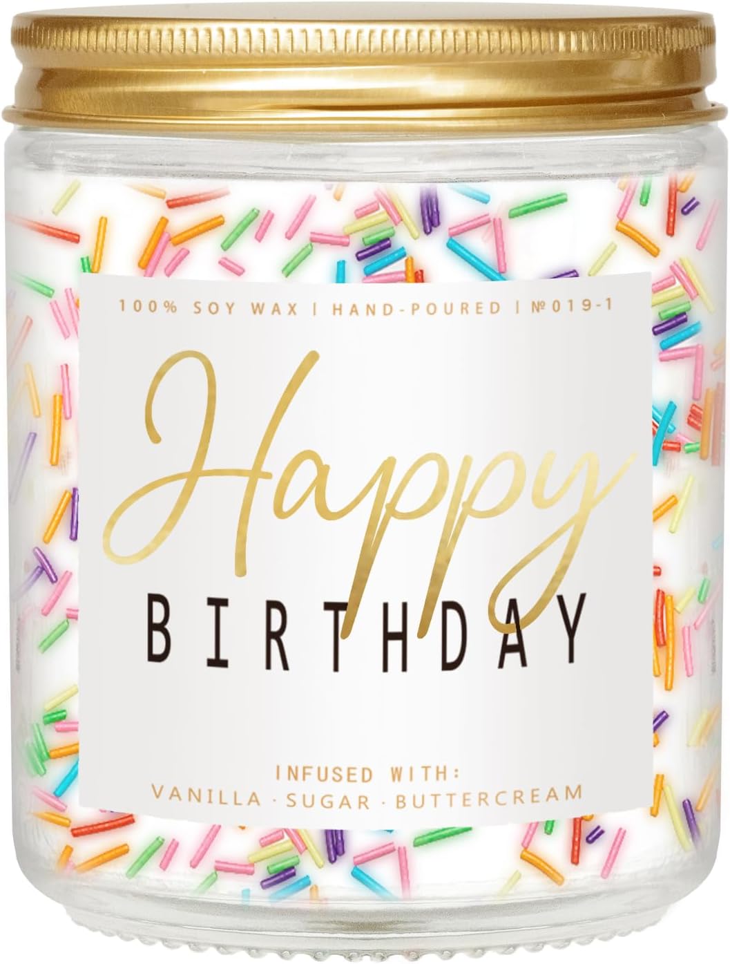 Happy Birthday Candle - Vanilla Cream Birthday Candle, Unique Birthday Gifts for Women - 7oz Scented Candle with Sprinkles, Birthday Gifts for Men/Best Friend