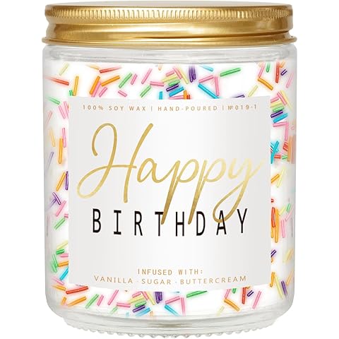 Happy Birthday Candle - Vanilla Cream Birthday Candle, Unique Birthday Gifts for Women - 7oz Scented Candle with Sprinkles, Birthday Gifts for Men/Best Friend