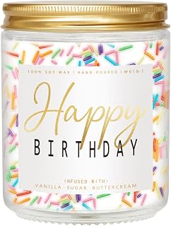 Happy Birthday Candle - Vanilla Cream Birthday Candle, Unique Birthday Gifts for Women - 7oz Scented Candle with Sprinkles, Birthday Gifts for Men/Best Friend