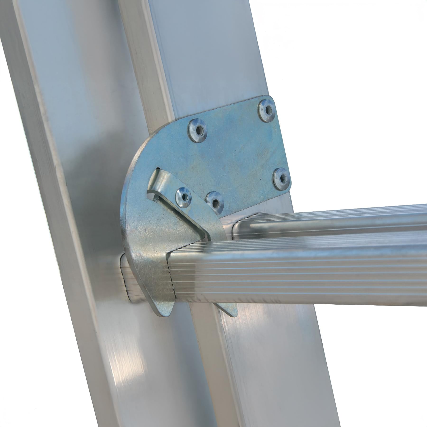 Bayersystem BS-DW 3x9 Mehrzweckleiter, 3x9 Sprossen, 3-teilige Alu-Kombileiter, bis 150 kg belastbar, max. Arbeitshöhe 6,01 m, Klappleiter, Multifunktionsleiter, Stehleiter, Silber/Gelb
