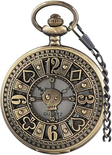 Vintage Hollow Rudder Arabic Numbers Scale Case Quartz Pocket Watch with Chain Women Men Best Gifts for Father's Day Birthday
