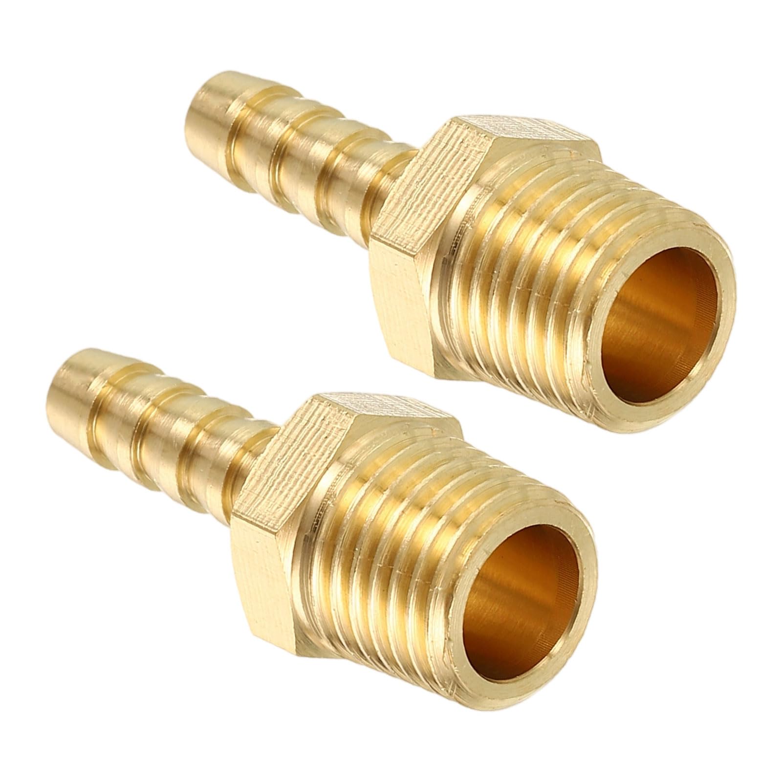 Kozelo Pack of 4 Brass Hose Barb Fittings 1/4" Hose Barb to 1/4" NPT Male Fittings, 1/4" Barb To 1/4" NPT Male