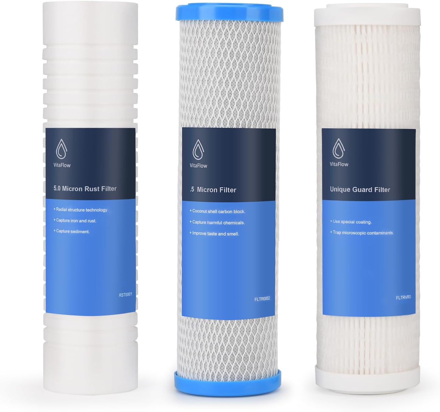 3-Stage RV Water Filter Fit for Clearsource Ultra Three Canister System Includes 5-Micron Sediment Filter, 0.5-Micron Coconut Carbon Block, Final Guard Stage, Improves Taste & Odor