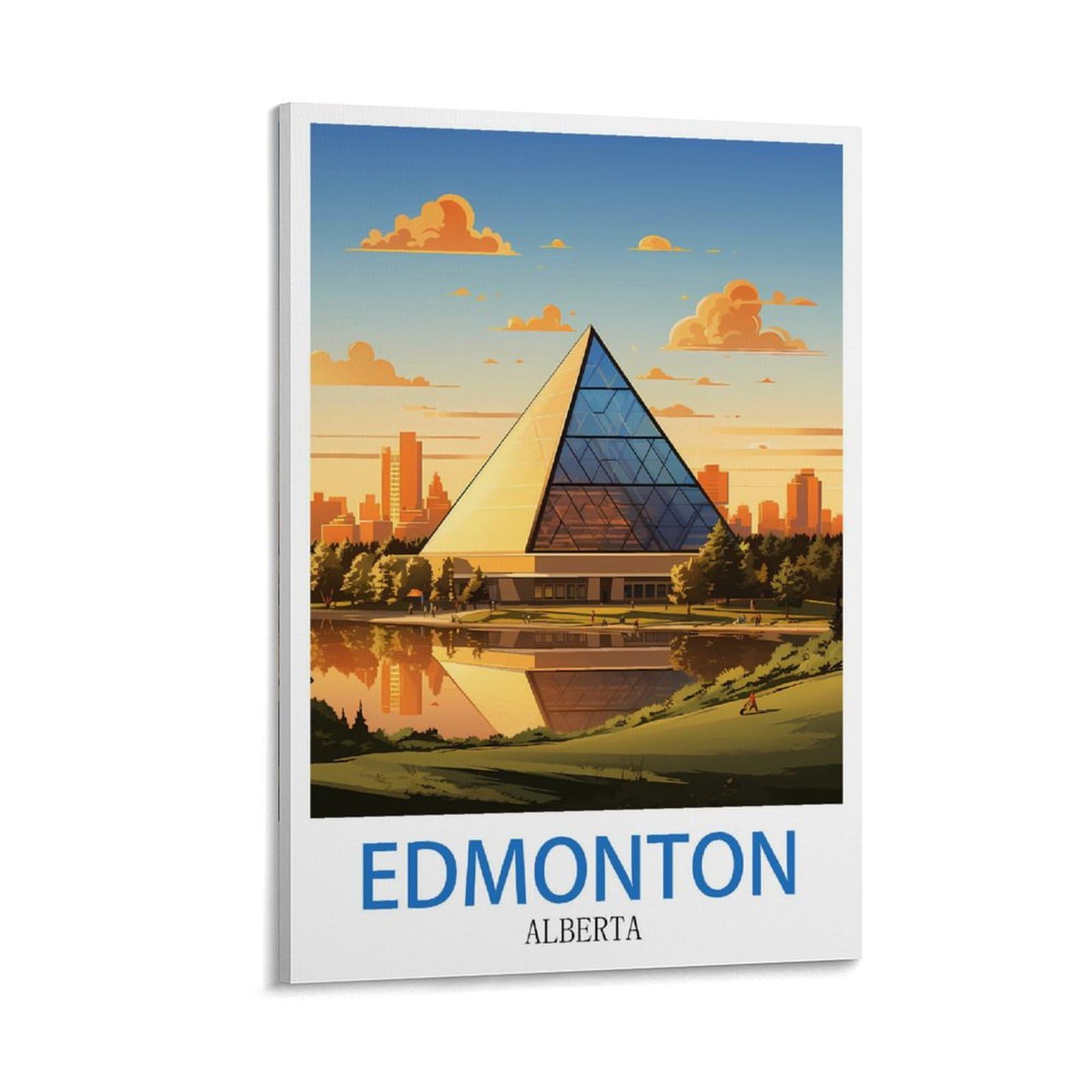 Hxhnferr Frame-Style Edmonton Alberta Vintage Travel Posters 24X36inch(60X90cm) Canvas Wall Posters And Art Pictures Prints Paintings Bedroom Decor