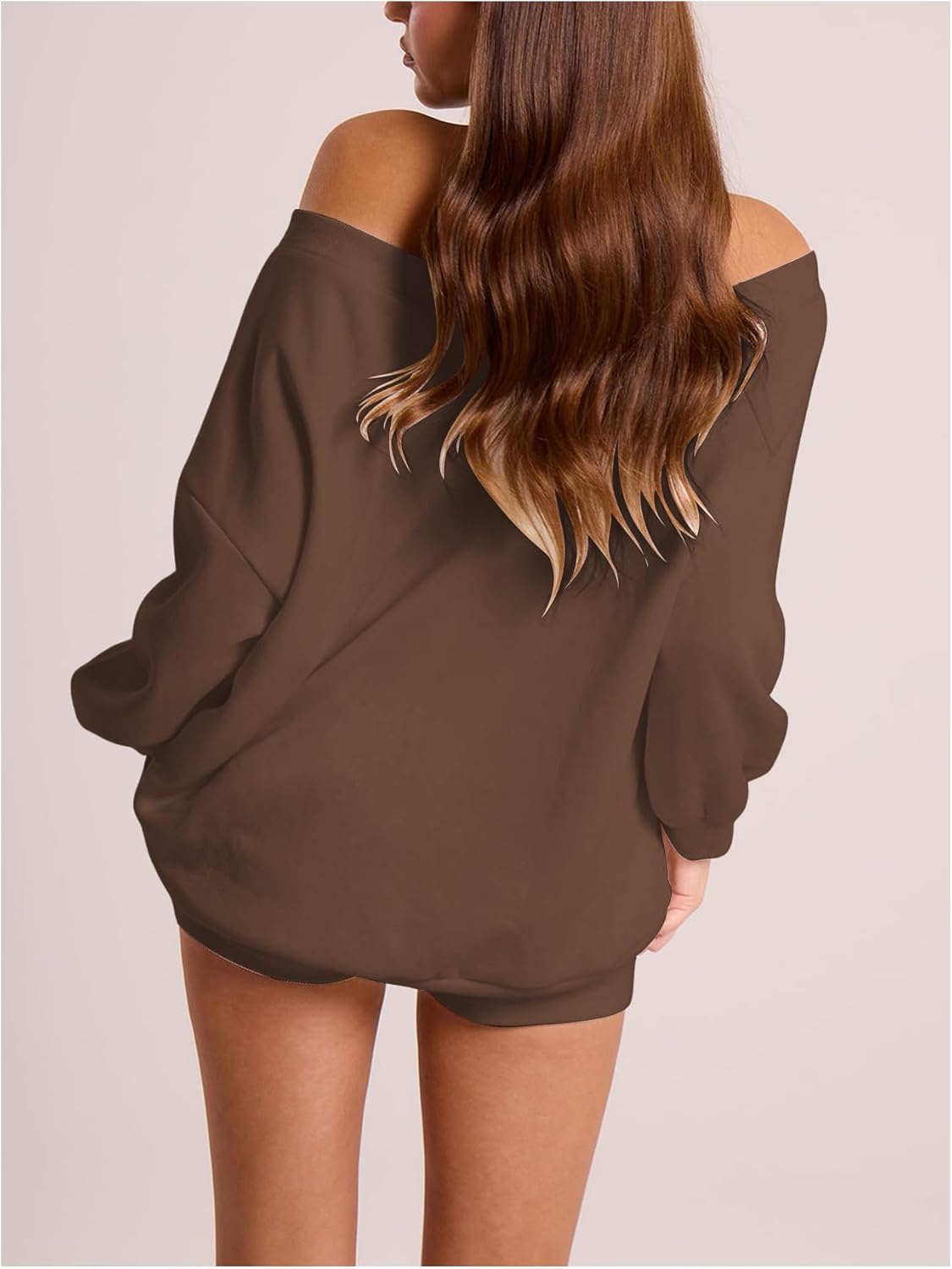 Women's Off The Shoulder Sweatshirt Long Sleeve Drop Shoulder Oversized Pullover Tops Fall Outfits - Image 2