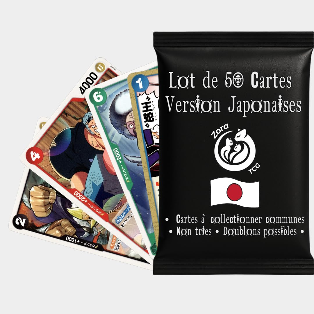 Lot 50 Cartes One Piece Japonaises – Cartes Authentiques – Non Triées – Doublons Possibles – Idéal Débutant & Collection – Assemblé en France