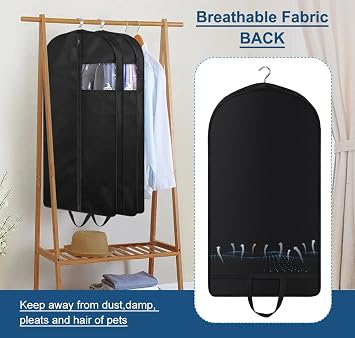 KIMBORA 43 Suit Bags for Closet Storage and Travel, Gusseted Hanging Garment Bags for Men Suit Cover With Handles for Clothes, Coats, Jackets, Shirts(3 Packs)