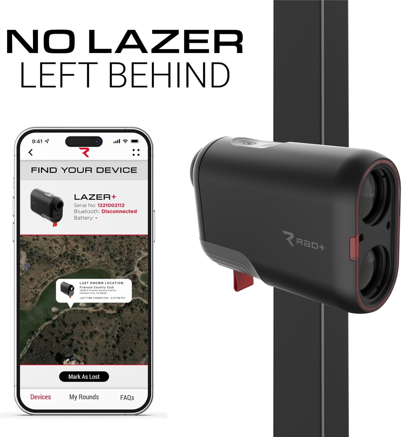Lazer+ Golf Range Finder, Smart Slope Control, Integrated GPS, Magnetic Mount, 1300 Yards, FBC Distances, 42,000+ Courses Pre Loaded, Find My Device, Pin Lock Assist, Tournament Legal, Waterproof