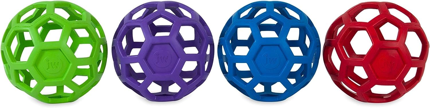 JW Mascota Hueca Pelota HOLEE para Perros Rebota Se Muerde Grande 16.51 cm 3PACK