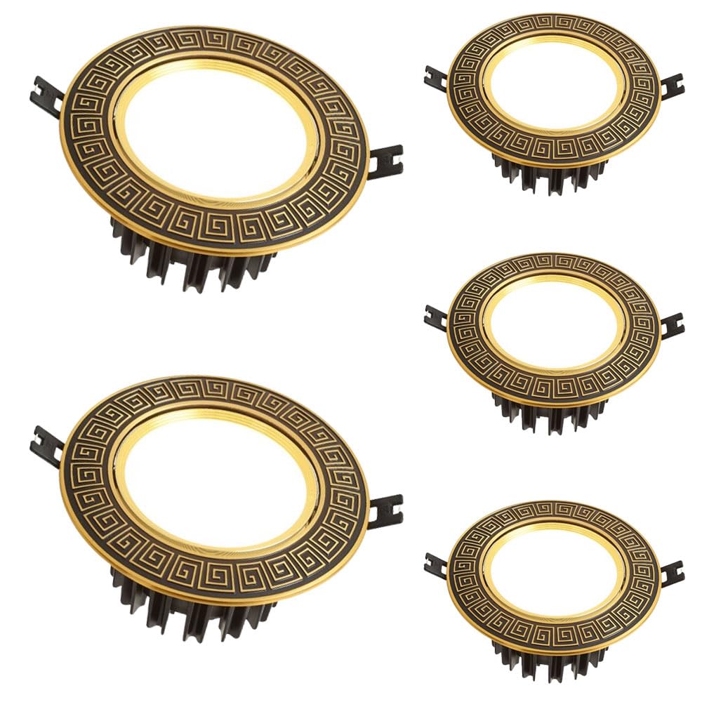 ASerZenith 5.9 Inch Led Flush Mount Ceiling Light,12W, 3000K 4000K 6000K, Led Recessed Downlight, Dimmable, Round Brass Baffle Trim, No Flicker,Dark