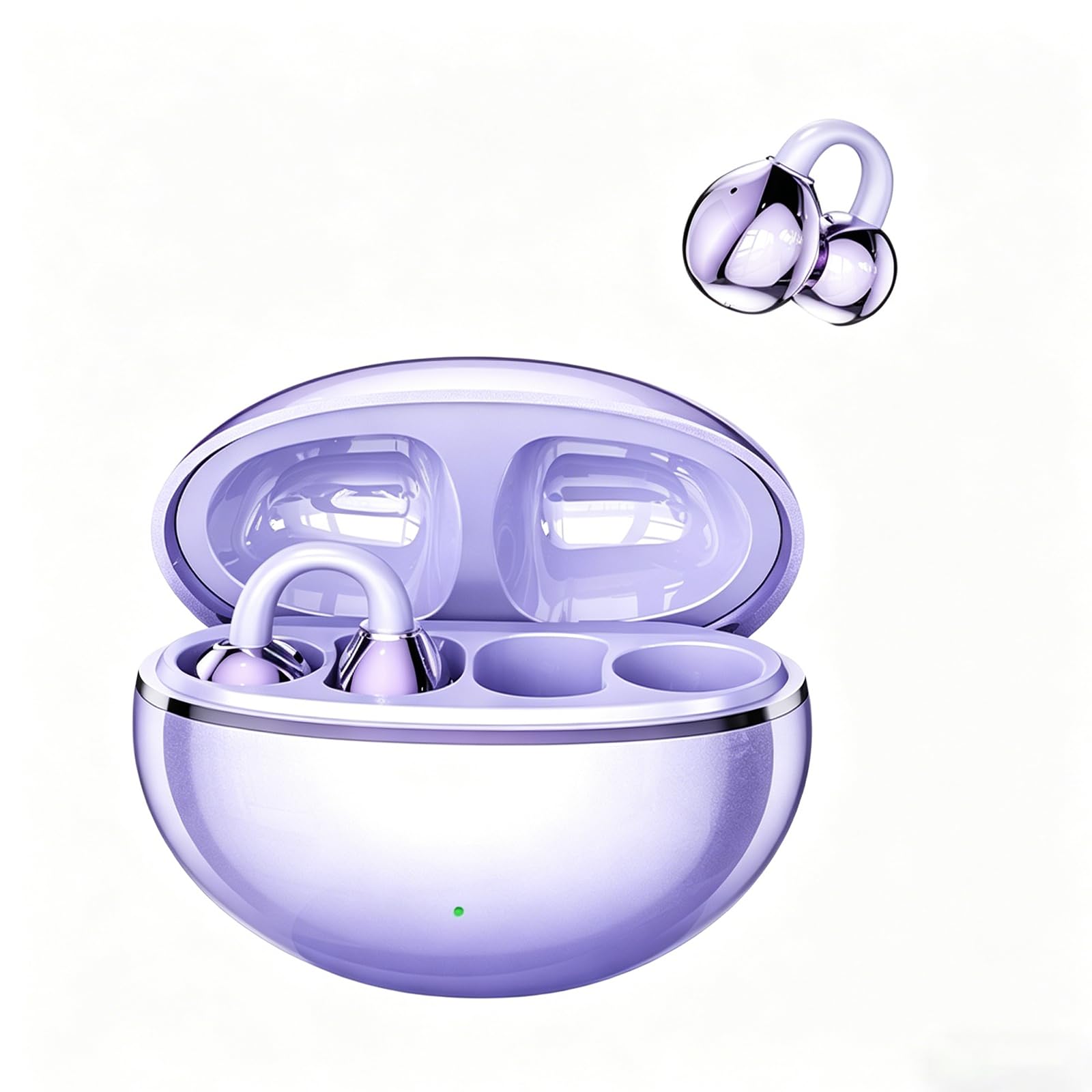 Nyxo M79 Open Ear Wireless Earbuds, Bluetooth 5.4 Air Conduction Headphones, Clip-On Non-in-Ear Design, Noise Reduction, 360° Stereo Sound, LED Display Case, Sports & Daily Use Earphones (Purple)-picture-21