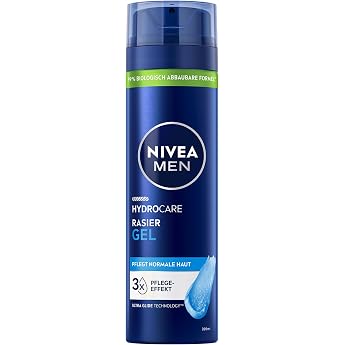 NIVEA MEN HydroCare Shaving Gel 200 ml Protection and Care for a Gentle Shave Skin-Friendly Shaving Gel for Men with Aloe Vera and Panthenol
