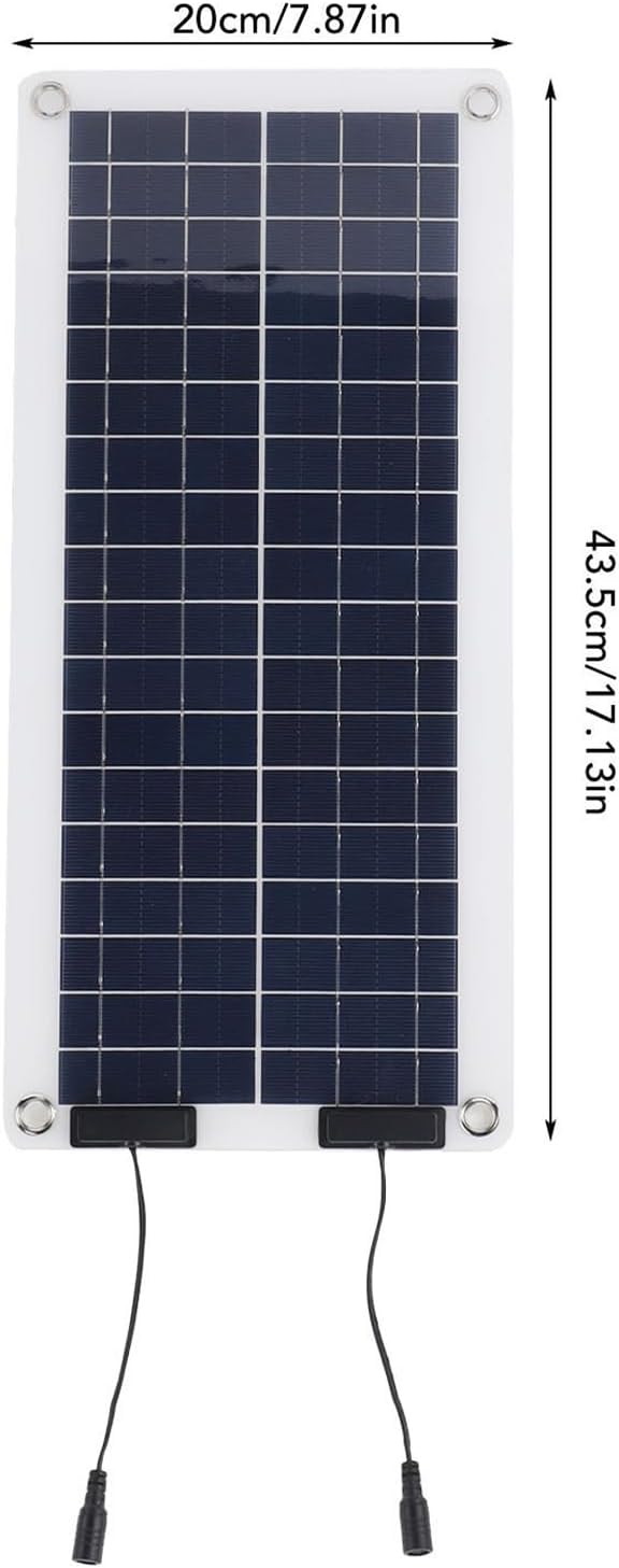 Car Battery Solar Charger - Waterproof Trickle Panel, 100W Maintainer | Output Power Device, Compact Portable Kit with USB Connection for Boat, Marine and Automotive Use, 7.87x17.13 inches