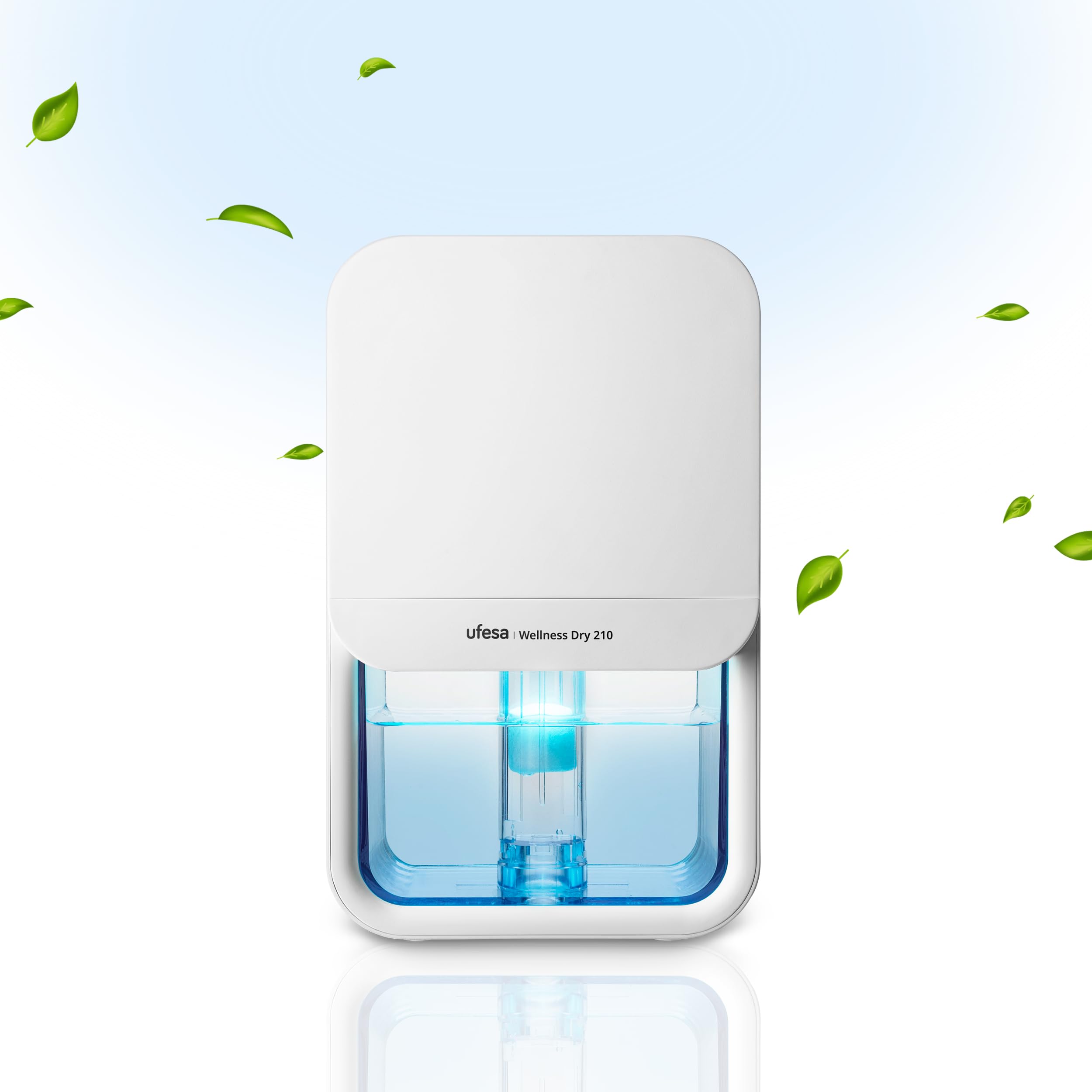 Ufesa Wellness Dry 210 Deumidificatore Ultra Silenzioso ≤35dB, 210ml/giorno, 23W, Capacità di 800ml, 7 Colori Regolabili, Fino a 20m2, Spegnimento Automatico