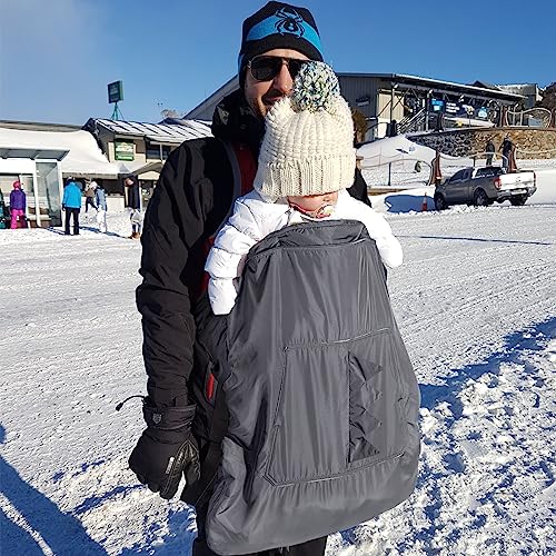 Orzbow Tragecover Babytrage Winter, Universal Wintercover Babytrage, Regenschutz Babytrage mit Aufbewahrungstasche, Abnehmbares Oberteil, Polarfleece-Futter, Wasserdichte, Dunkelgrau-Dino