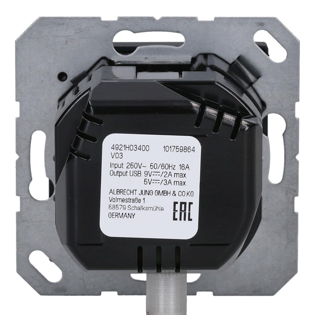 Jung A1520-15CAANM SCHUKO-Steckdose mit USB Typ AC (max. 3A) mit erhöhtem Berührungsschutz (Thermoplast bruchsicher) Anthrazit Matt Serie A