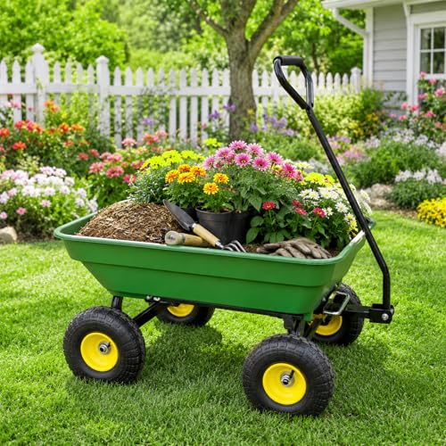 Steel Garden Cart with 10-Inch Pneumatic Tires