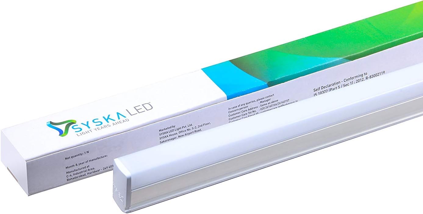 SYSKA 20W Cool Day LED Tubelight (White, Pack of 10)
