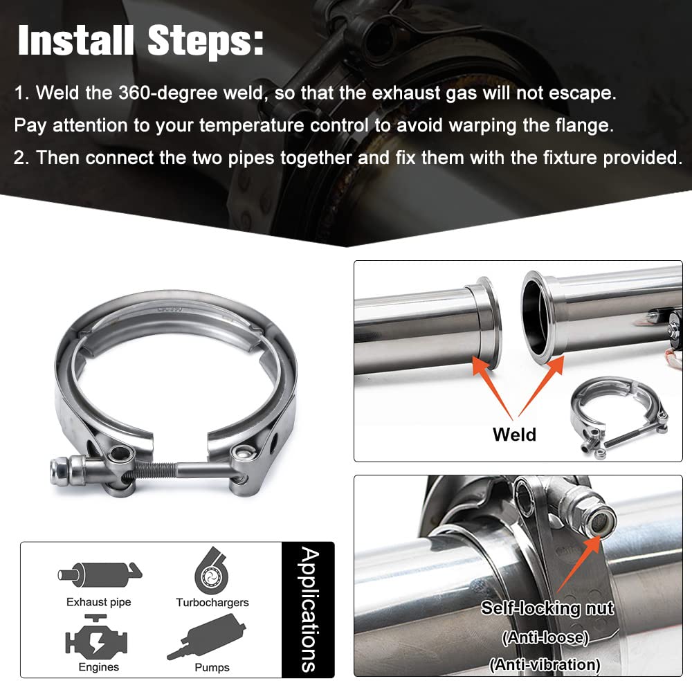 3.5" Stainless Steel V-Band Clamp For Turbo Downpipe & Exhaust – JONJEA 0300412