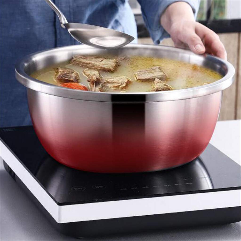 Zestaw 3 misek na sałatkę ze stali nierdzewnej - Metalowe miski kuchenne do mieszania, ubijania i przechowywania żywności (bez pokrywy) - 22 cm