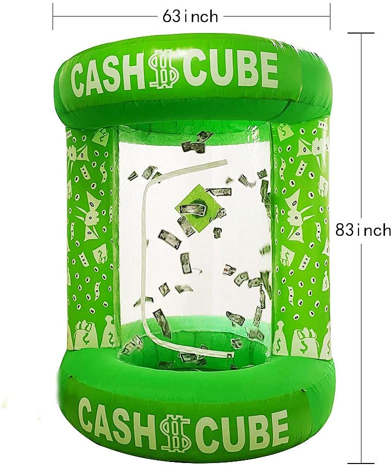 Inflatable Cash Cube Booth Cube Cash Grab Machine Three-Dimensional Money Grab Booth Machine Fast Inflatable Cash Grab Game Activity(Without air Blower) (Green)