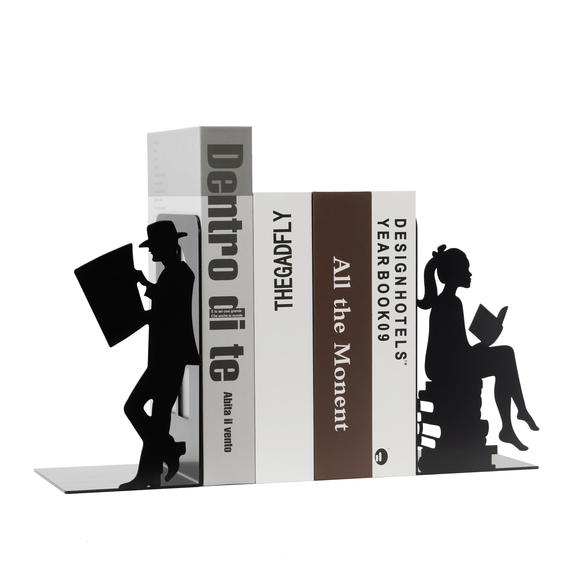 8 inch Lovers Bookends Book Ends for Shelves Decorative,Metal Book End Nonskid Book Holder Book Stopper Home Christmas Decor for Movies/CD/Video Games Christmas Decorations Gift(Set of 2)