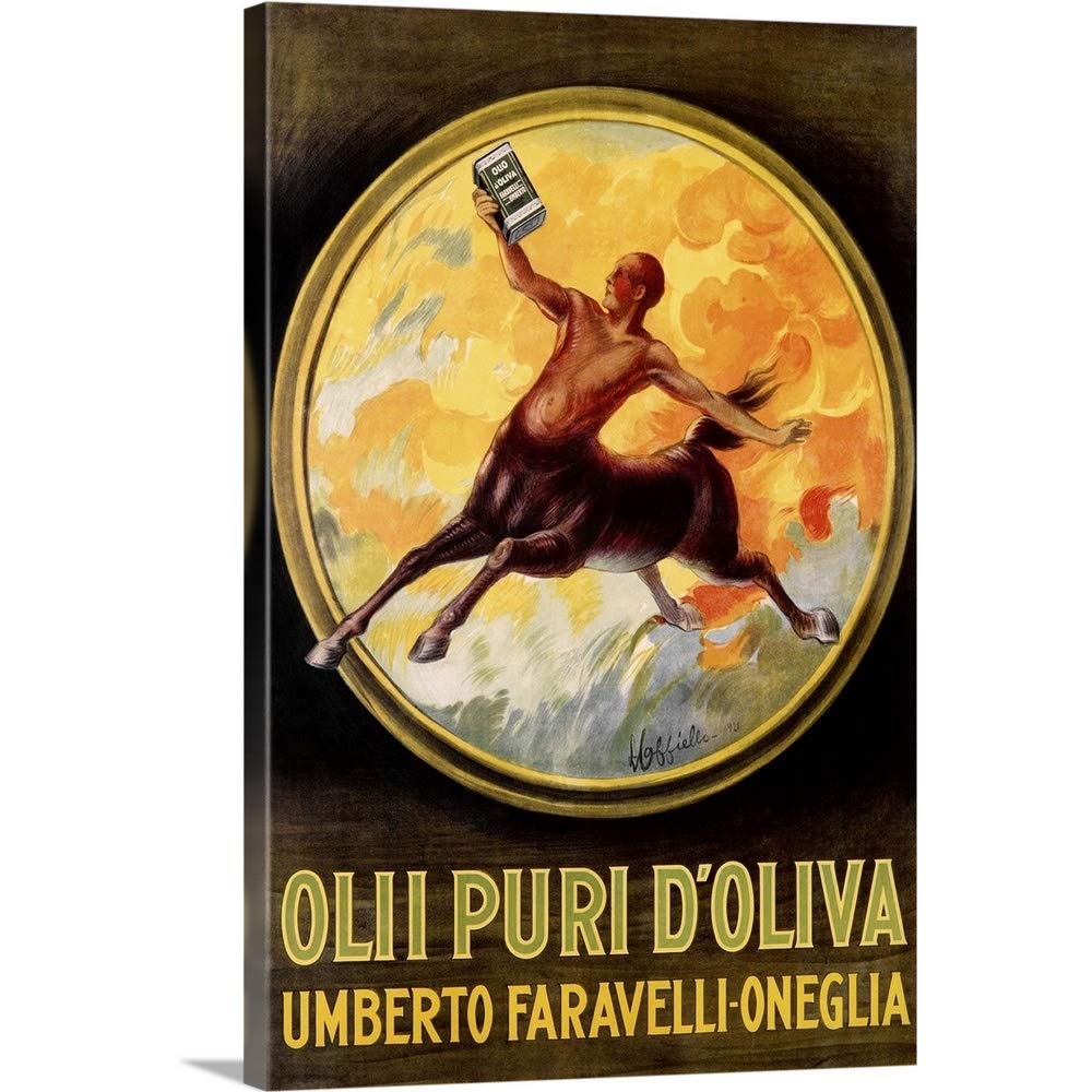Olive Oil, Olii Puri dOliva, Vintage Poster, by Leonetto Cappiello Canvas Wall Art Print, 12" x1.