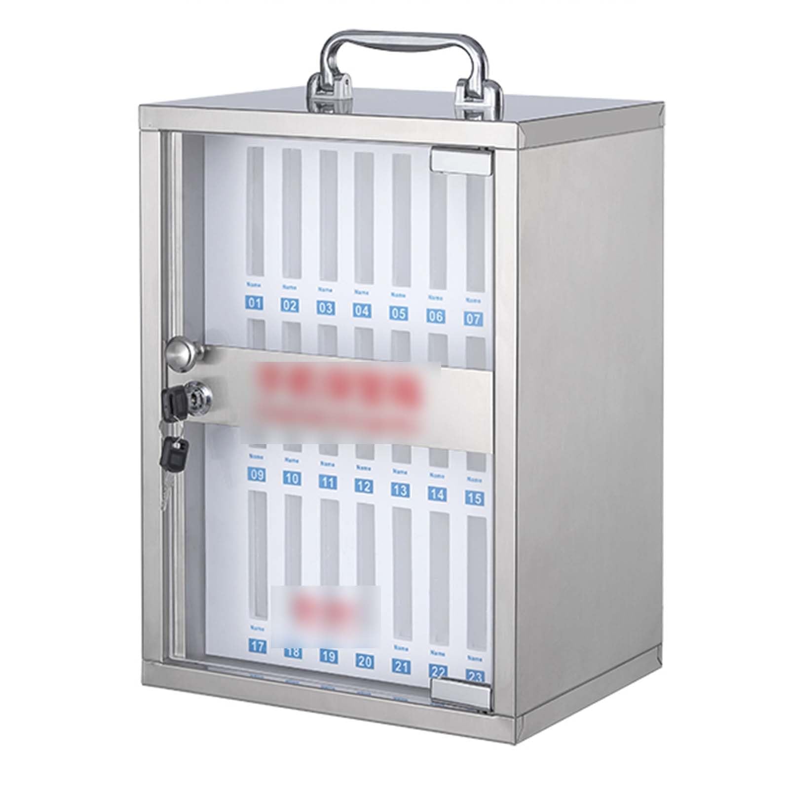Stainless Steel,Mobile Phone Storage Cabinet,Wall Mounted,Translucent,Mobile Phone Safe,Can Be Carried by Hand (Silver 24Slots)