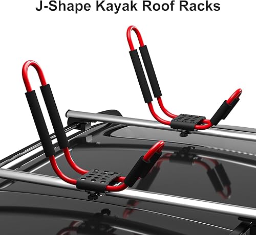 Miniatura 2 de 1 par de barras en J universales para kayak, portaequipajes de techo para canoa, kayaks, tabla de surf, tabla de esquí, soportes de montaje superior