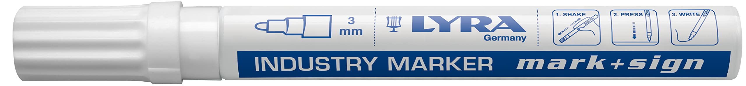LYRA L4040001-​1 Marqueur industriel blanc 2-​4 mm pour marquage professionnel sur surfaces lisses et rugueuses 1 marqueur
