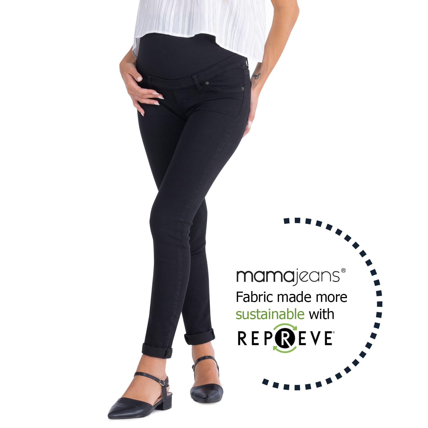 Milano - Jeans Premaman Donna Basic, Super Elasticizzato e Comodo, Pantaloni Skinny, Abbigliamento per Ogni Fase della Gravidanza