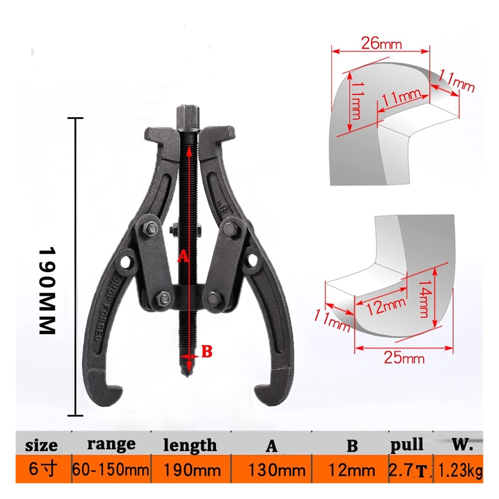 Extractor de rodamientos Multifuncional de 3 mordazas, 60-150 mm, con Patas Reversibles, 2021 (Color: 3 Pulgadas)