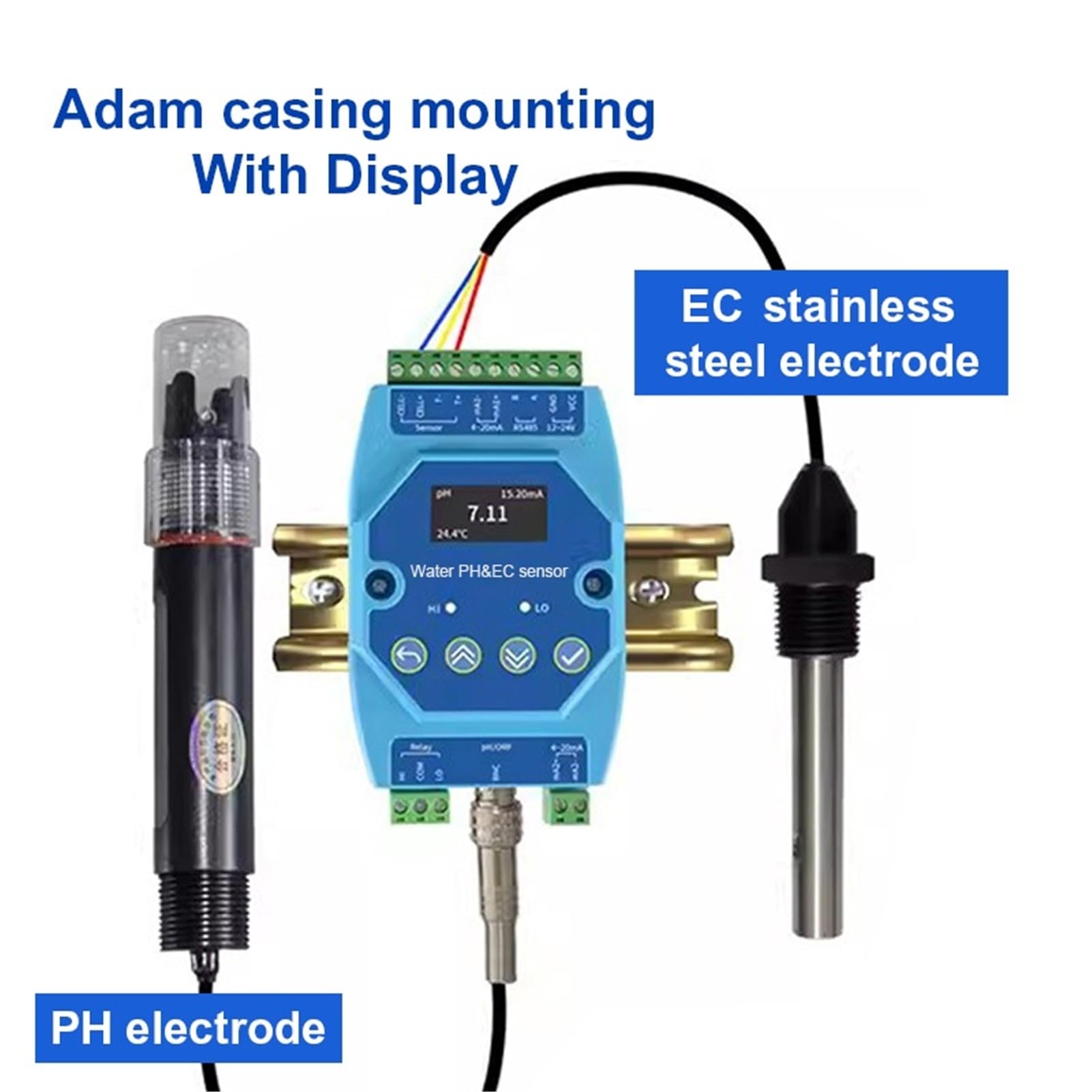sonda de ph Sonda de electrodo de pH y EC for agua, sensor detector RS485 2 en 1, monitor de aguas residuales industriales(OYS-PHEC(S)-AD-D)
