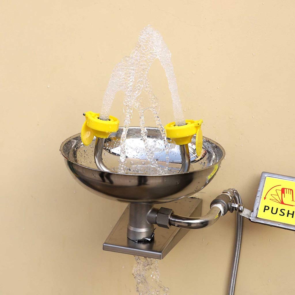 Station de Lavage oculaire Murale, système de Lavage oculaire économique avec Capuchon Jaune pour cabinets médicaux d'entrepôt de Laboratoire
