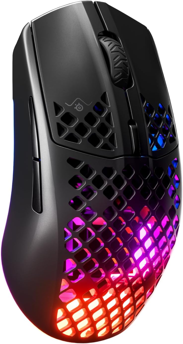 SteelSeries Aerox 3 Wireless - Super Light Gaming Mouse - 18,000 CPI TrueMove Air Optical Sensor - Ultra-Lightweight 68g Water Resistant Design - 200 Hour Battery Life – Onyx