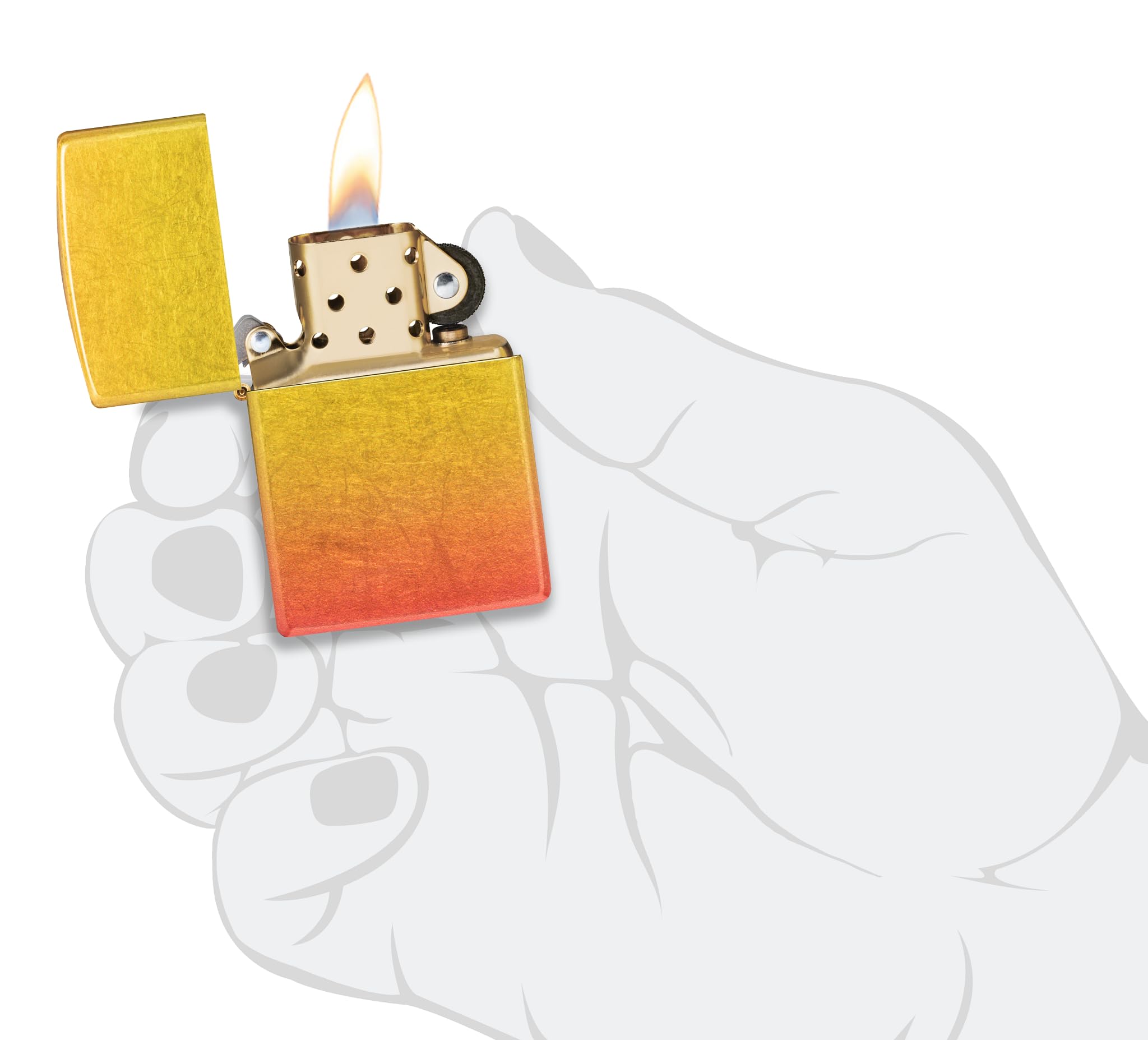Zippo - Briquet Tempête Motif Ombre Orange Et Jaune, 540°, Impression Color Image, Rechargeable, Réutilisable, Coupe-Vent, Coffret Cadeau, Fabriqué Aux États-Unis