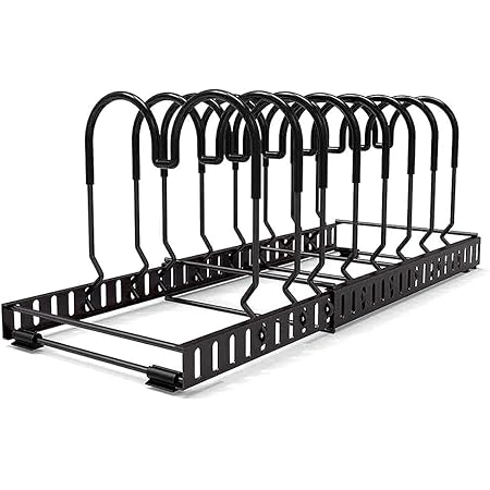 12 Adjustable Dividers Pot Lid Organizer Rack, Expandable Pan Holder for Kitchen Counter and Cabinet
