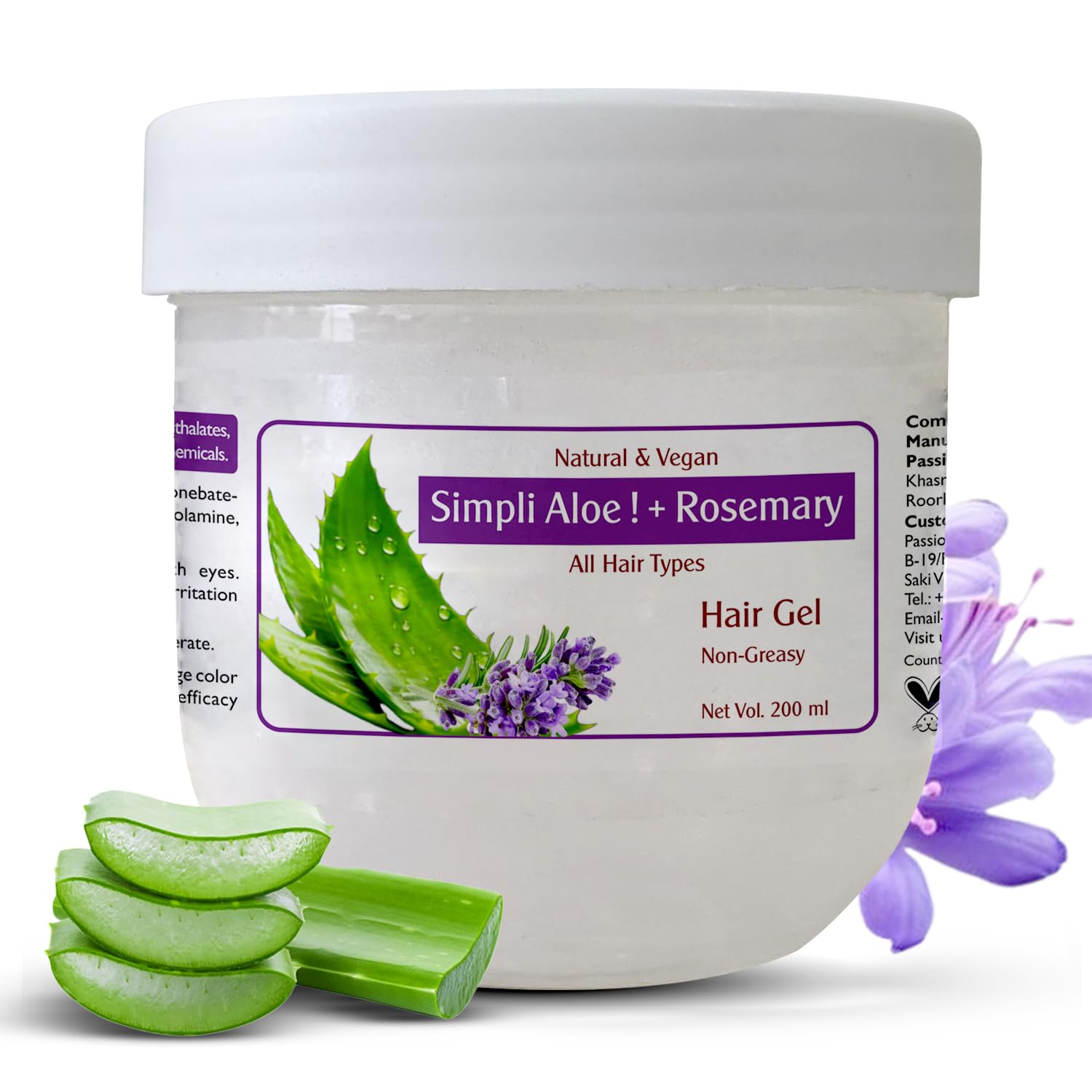 Passion Indulge Simpli Aloe+ Rosemary Hair Gel 200ml | Infused with Aloe Vera & Rosemary Oil for Stronger, Healthier Hair | All Hair Types-image-49