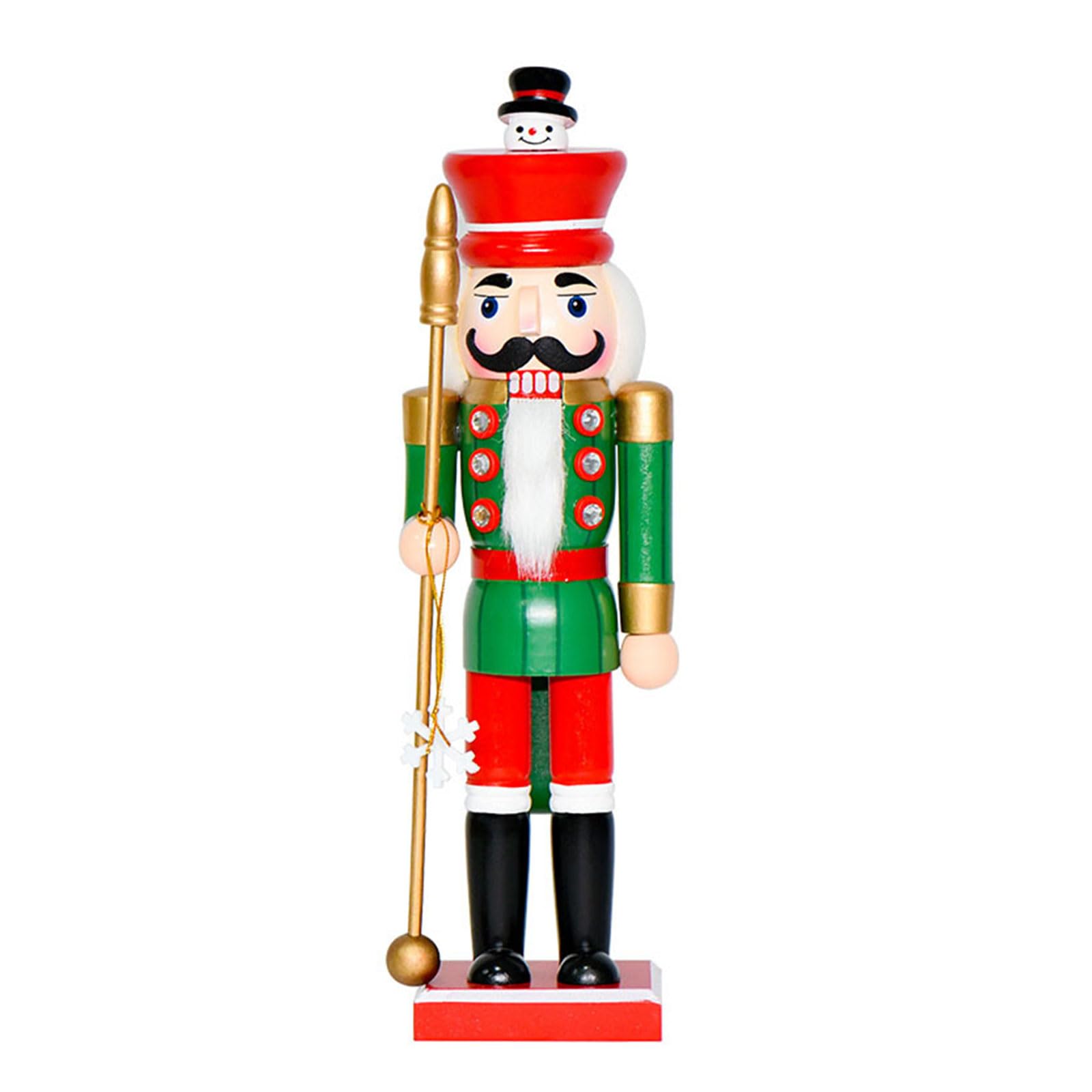 carotoe Nutcrackers King Wood Sculpture Christmas Centerpieces Figurine with Intricate Snowflake Scepters Detailing Christmas Nutcrackers King Statue Wooden Figurine with Snowflake