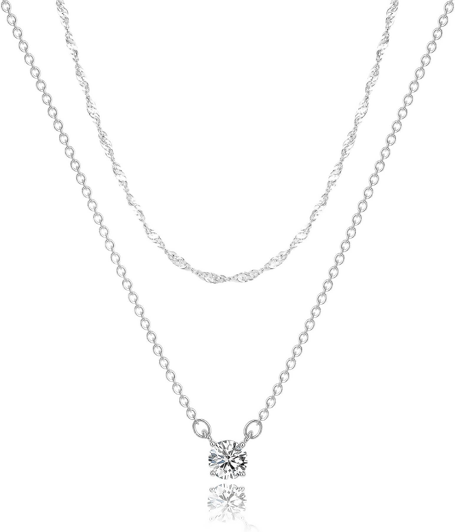 Dainty 14k Gold Plated/Silver Cubic Zirconia Necklaces for Women, Simple CZ Jewelry Necklaces Trendy Gifts