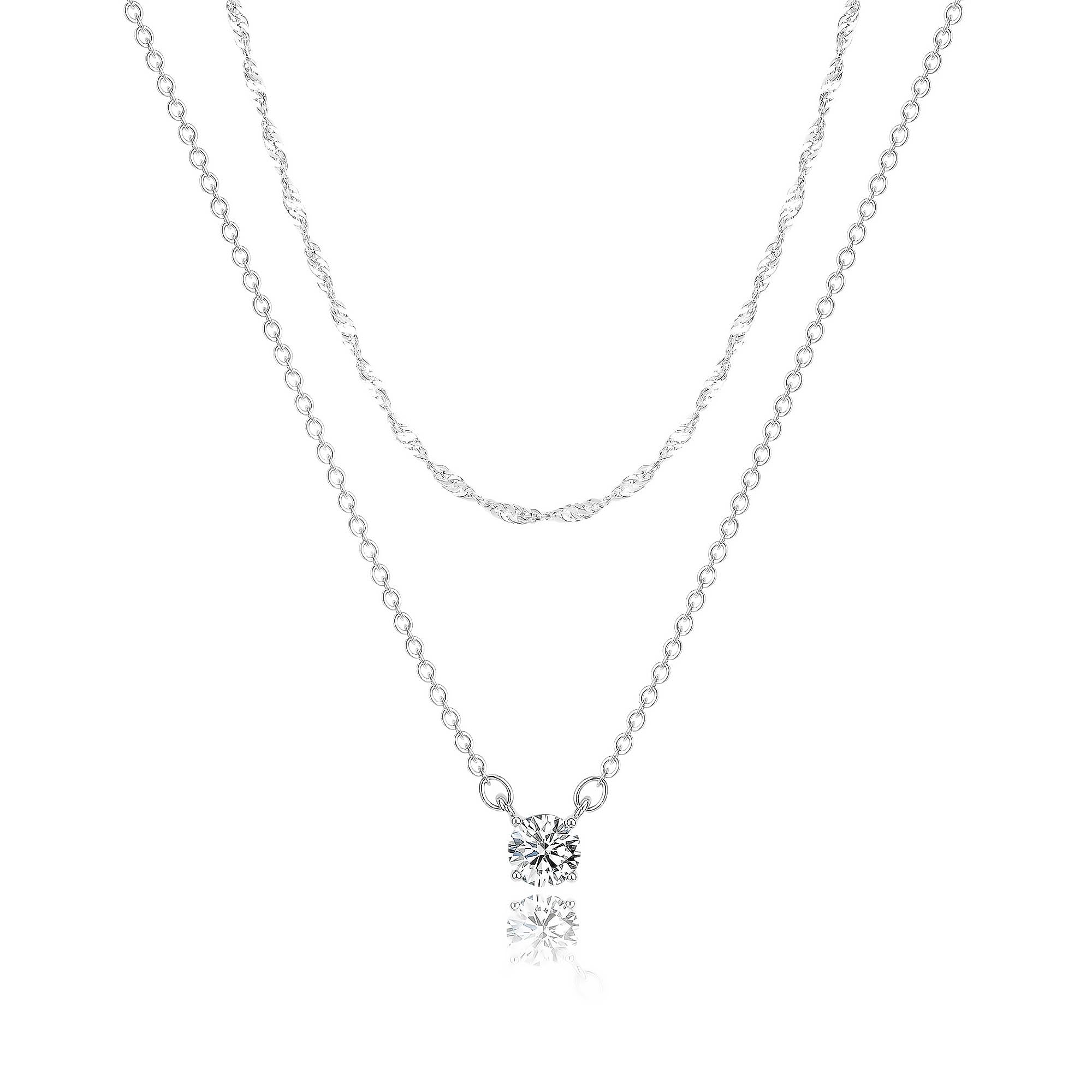 Tewiky Cubic Zirconia Silver Necklaces for Women, Dainty S925 Sterling Silver Choker Necklace Simple CZ Jewelry Necklaces for Women Trendy Gifts