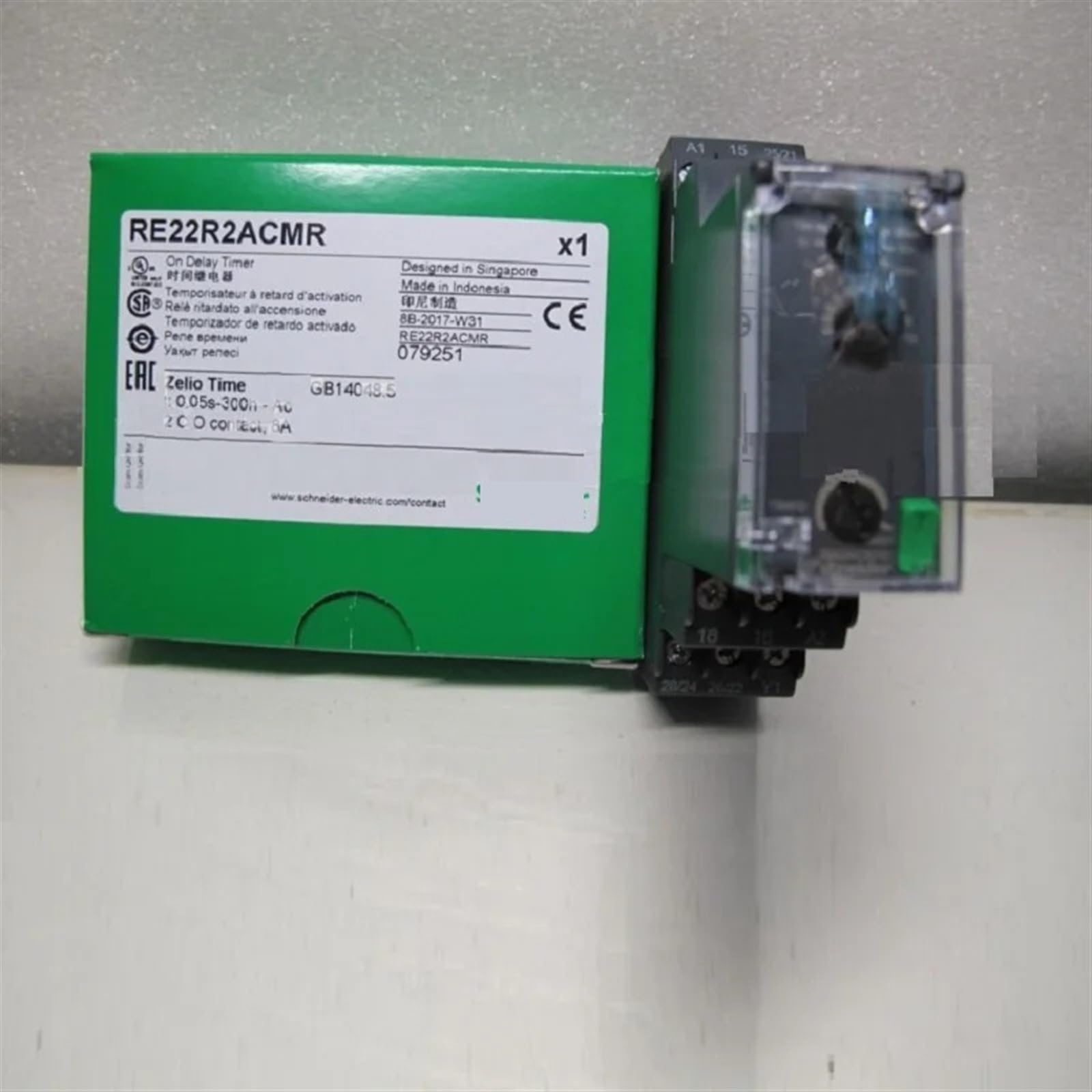 Relés temporizadores eléctricos Relés temporizadores modulares con botón de diagnóstico y Puntero de dial, Ancho 22,5 mm Serie RE221 1 Pieza (Size : RE22R1MKMR 1CO)