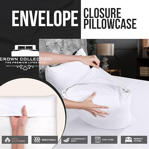 Miniatura 4 de Juego de las mejores sábanas de 600 hilos tamaño Queen hecho 100 % de algodón peinado de fibras largas juego de sábanas profundas de 4 piezas